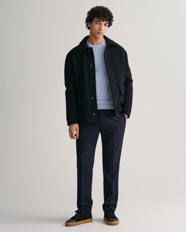 Mikro-tekstureret crewneck sweater af bomuld