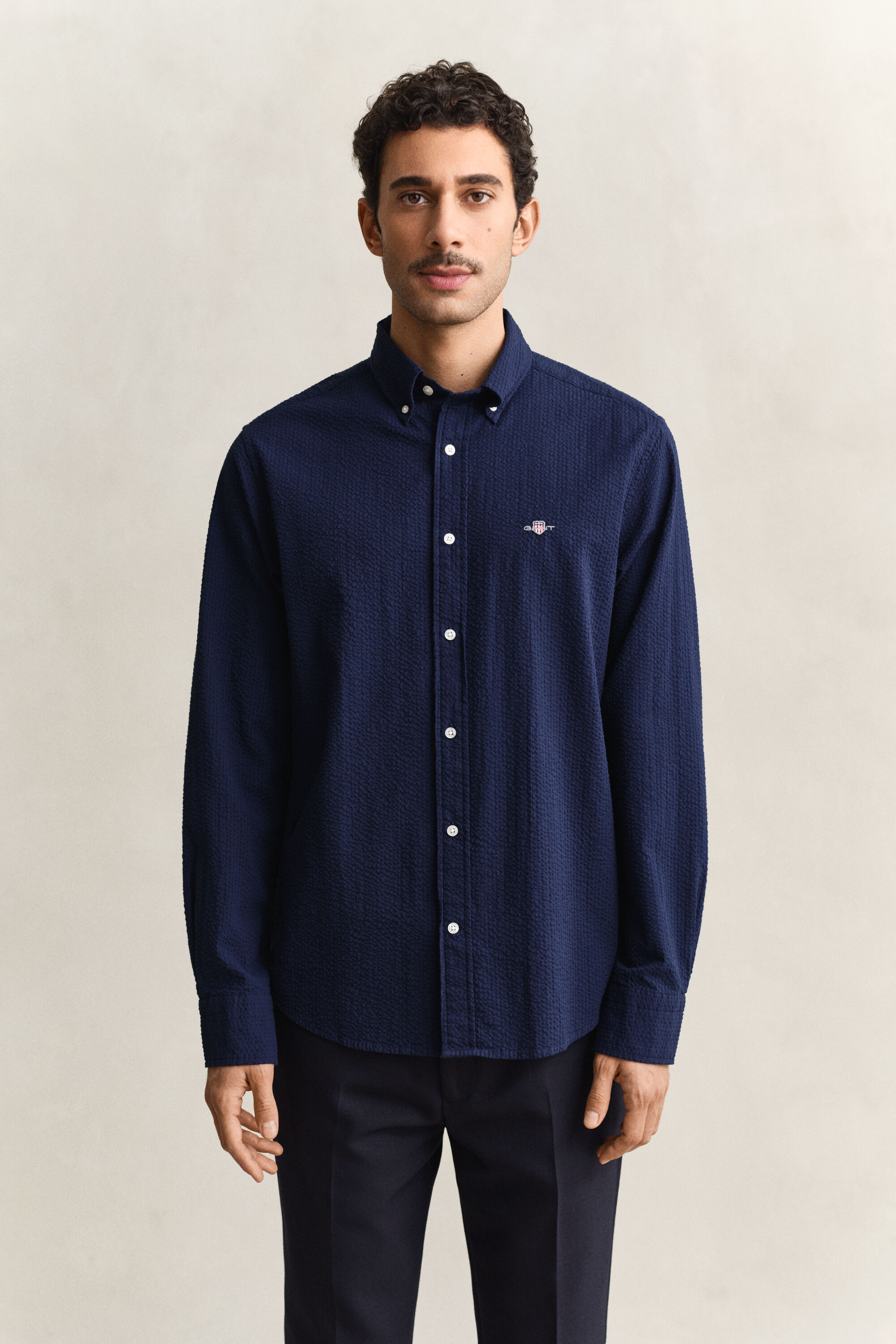 Regular fit seersucker-skjorte