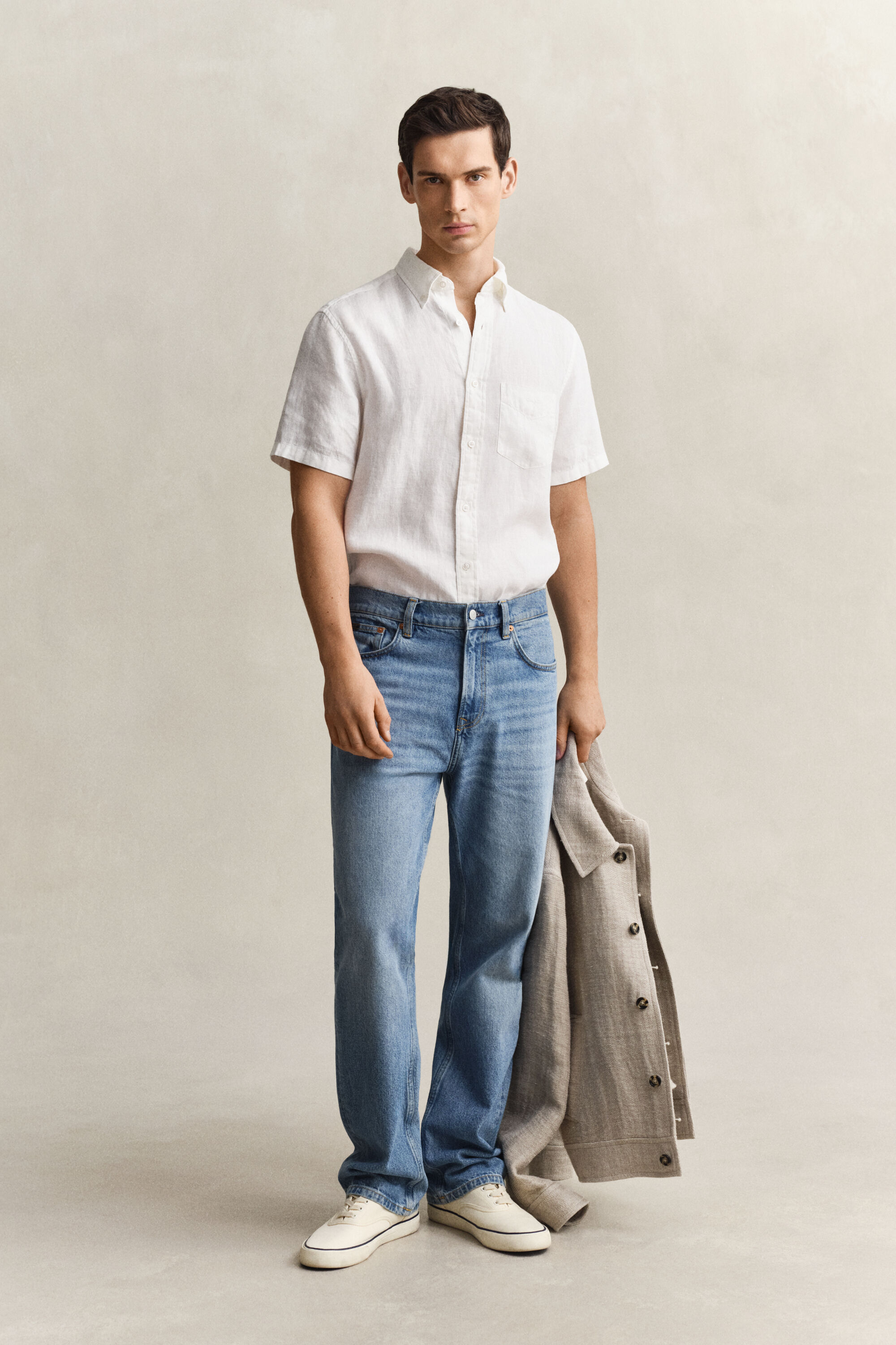 Kortærmet skjorte af hør