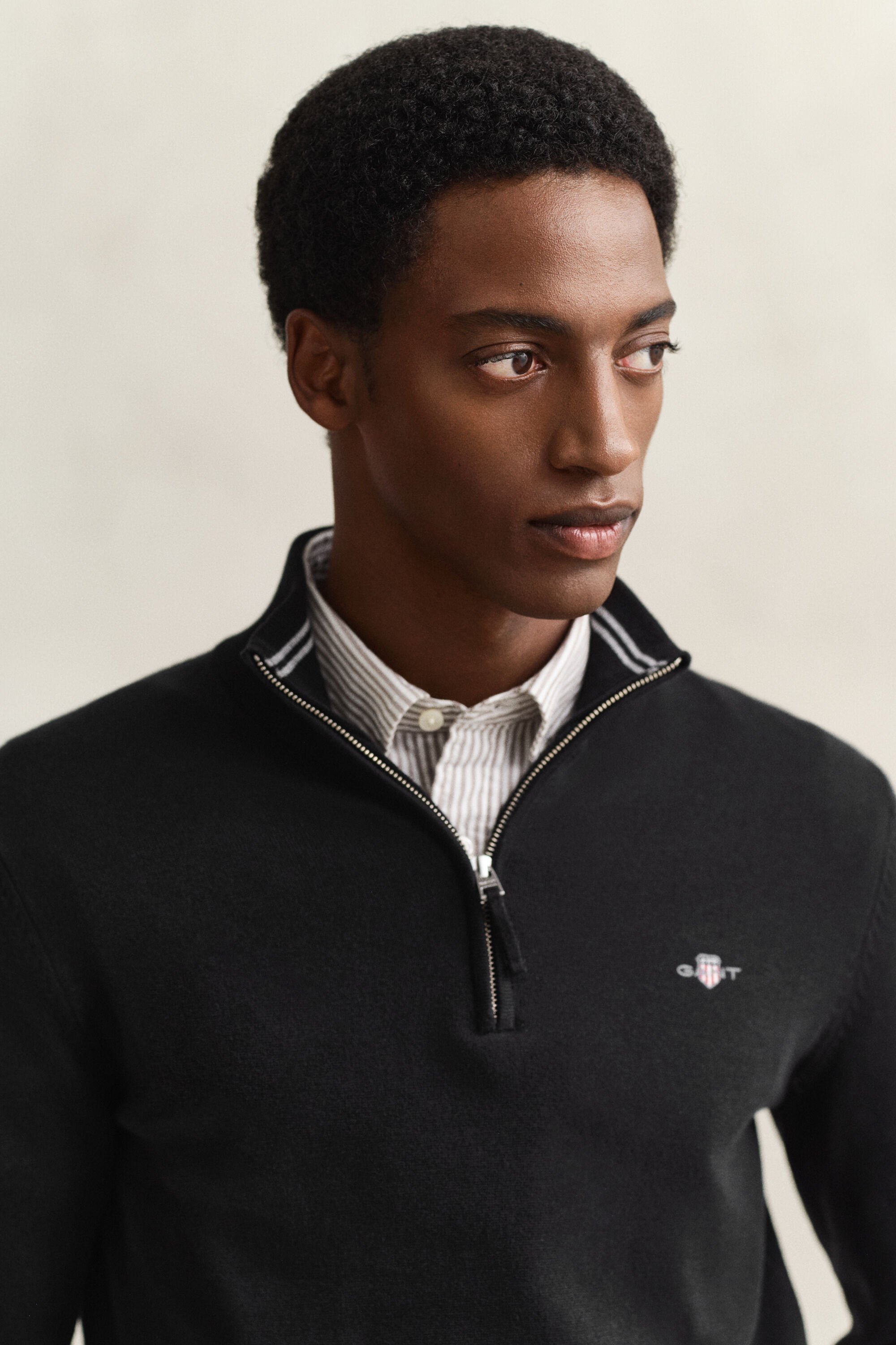 Klassiske sweater i bomuld med halv lynlås