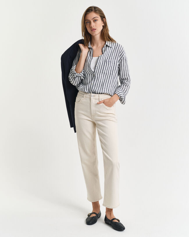 Ecru jeans med lige ben