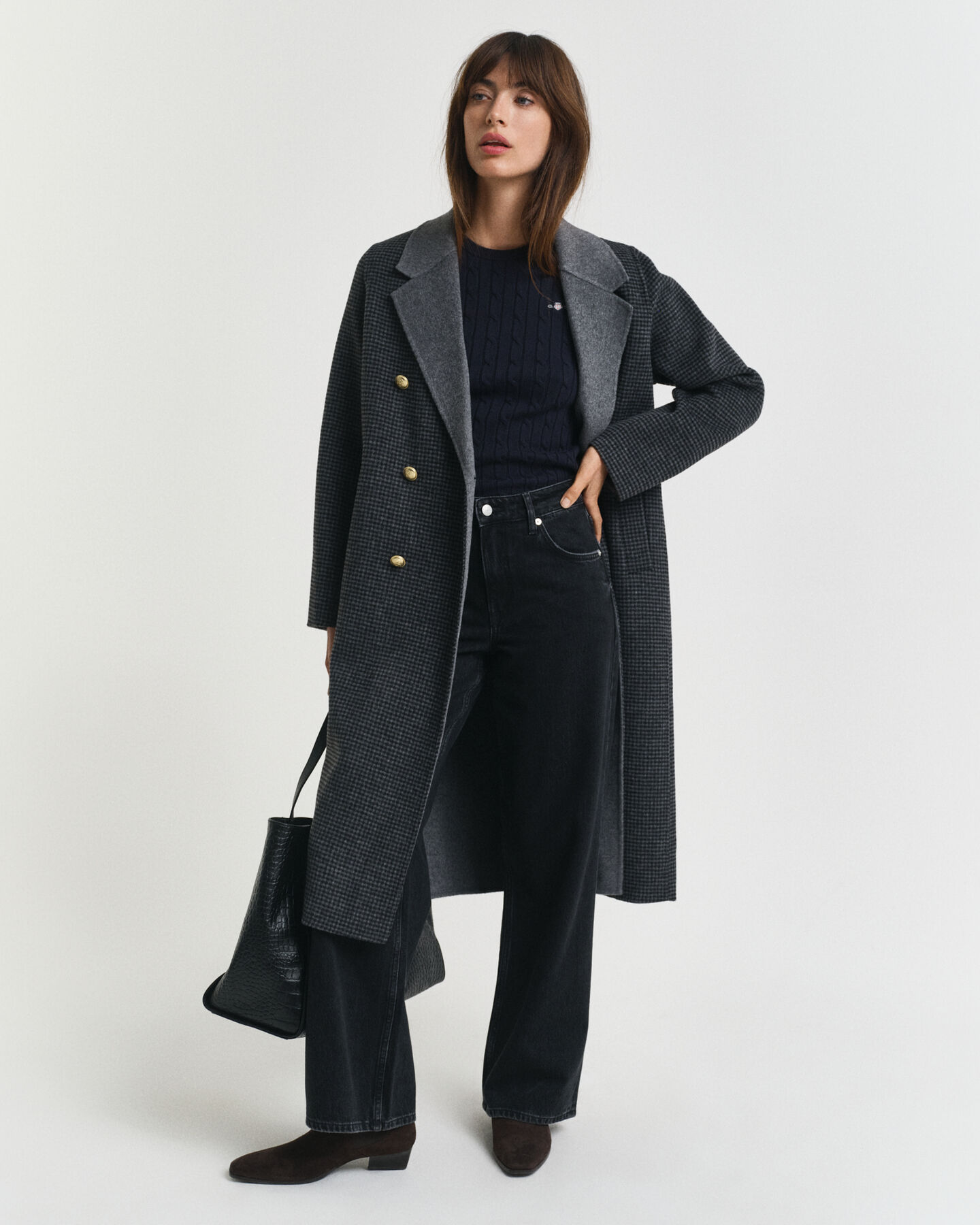 Sweater af strækbomuld med kabelstrik