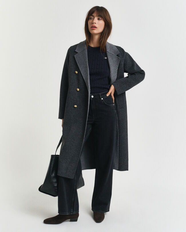 Sweater af strækbomuld med kabelstrik