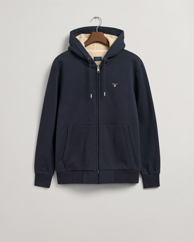 Sherpa fleece hættetrøje med lynlås