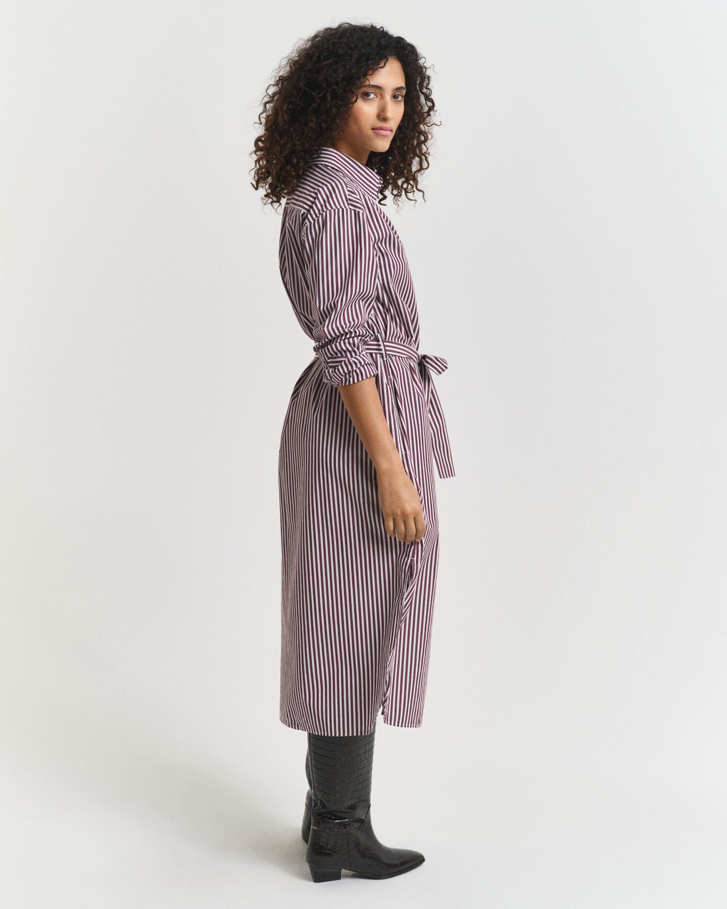 Klassisk skjortekjole i poplin med bælte