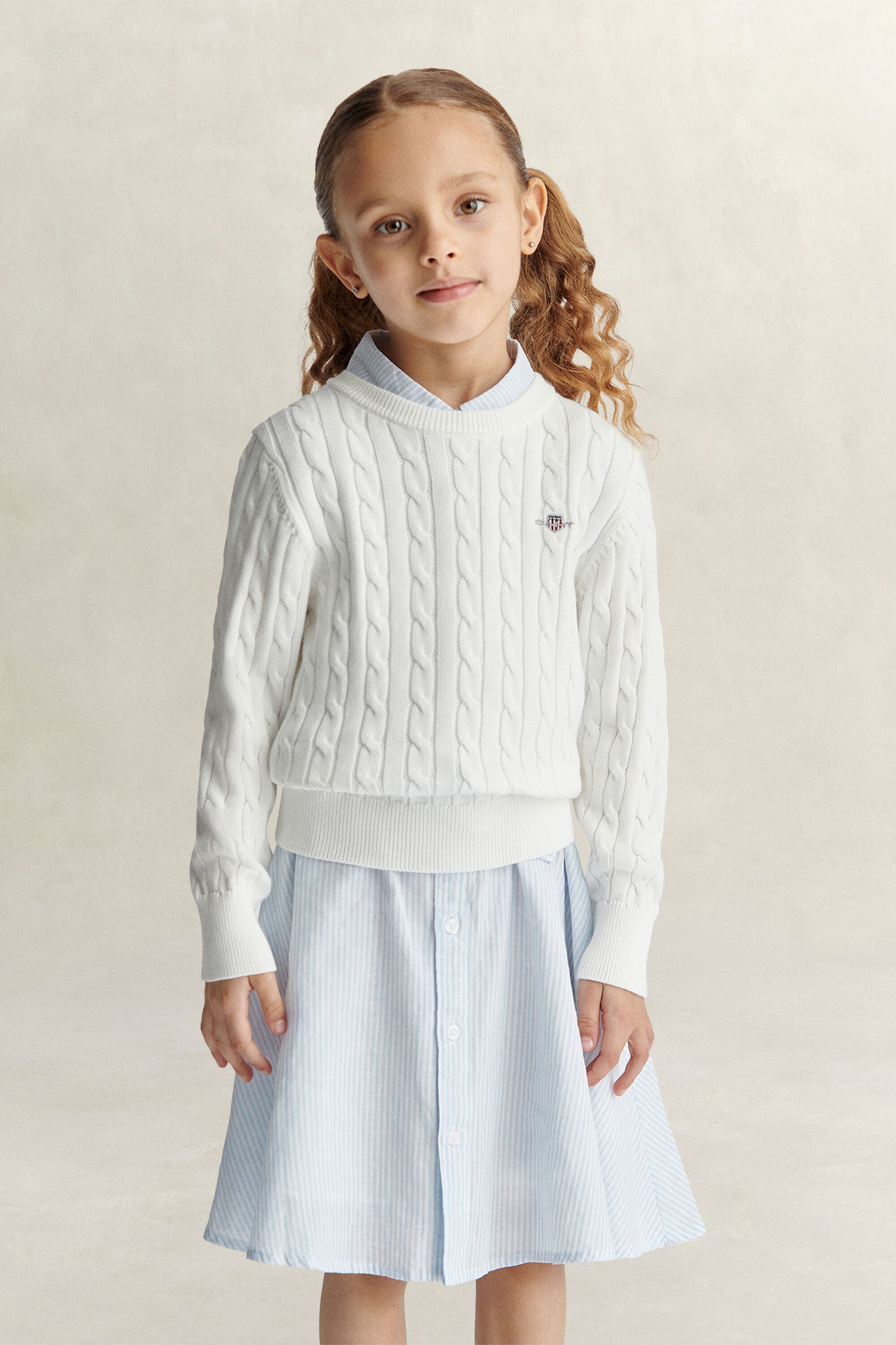 Girls Shield kabelstrikket sweater