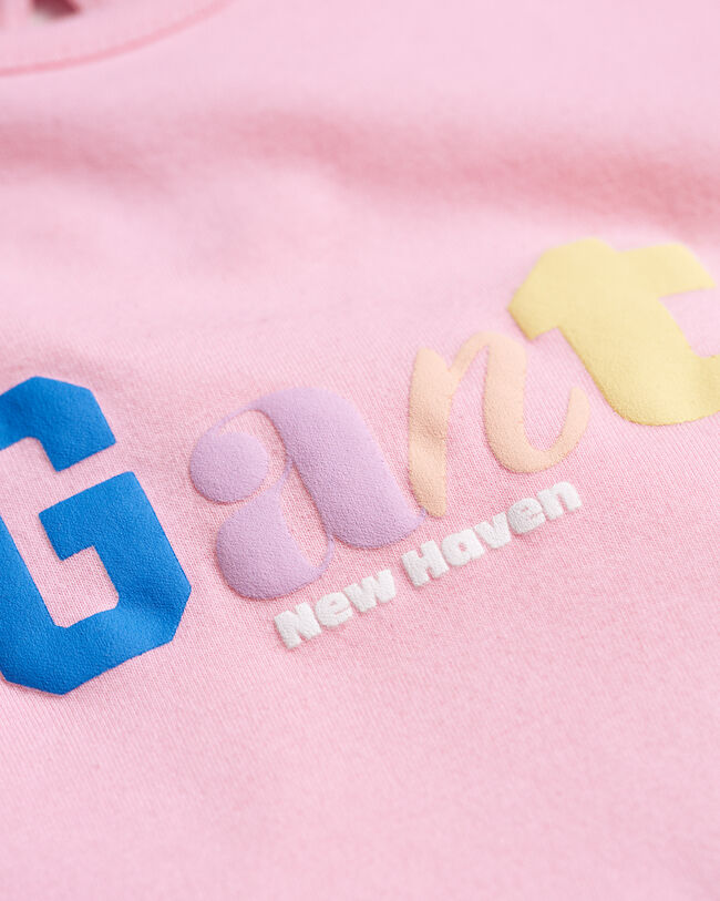 Girls kort&aelig;rmet jersey top med GANT-tryk