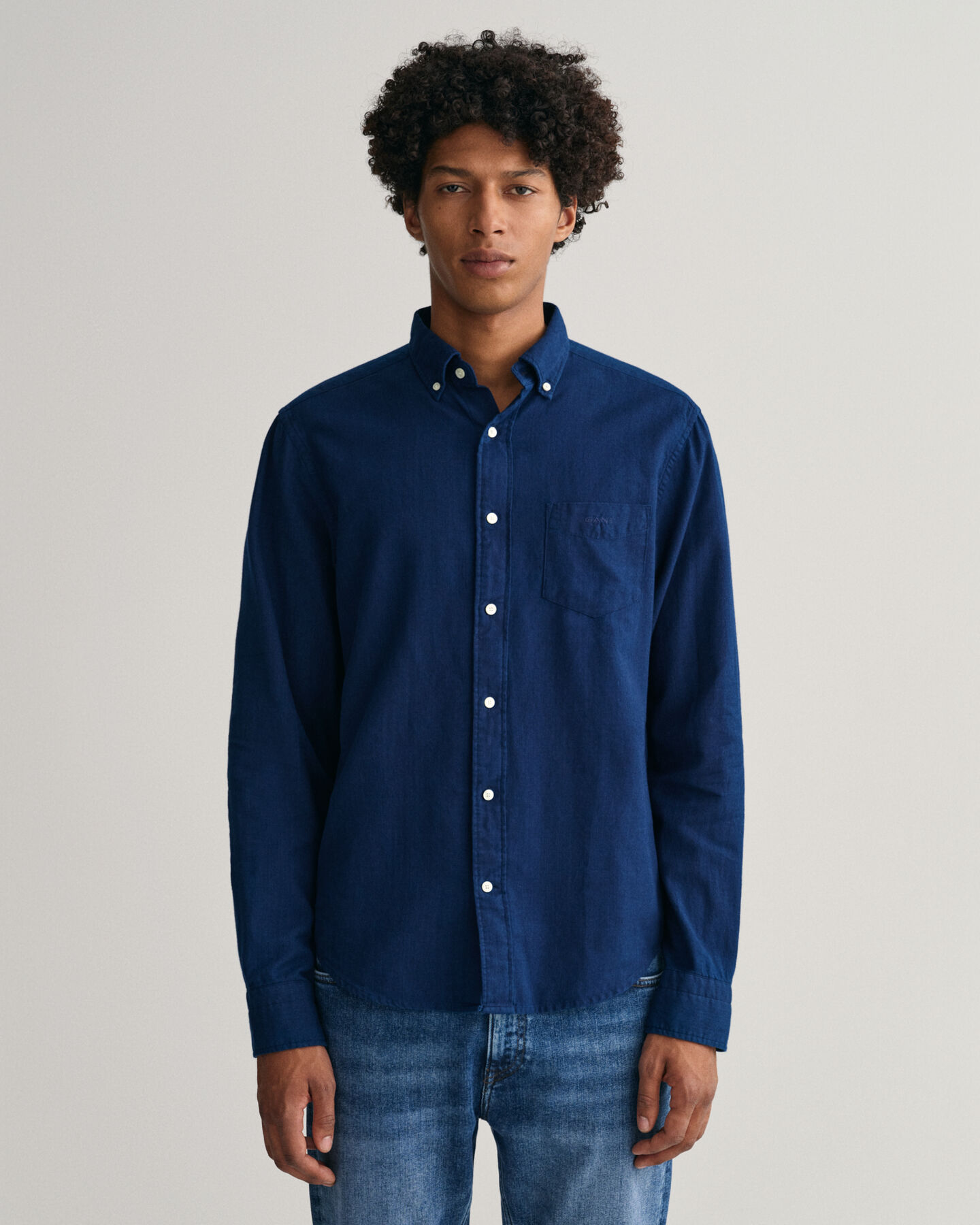Regular fit Indigo Oxford skjorte