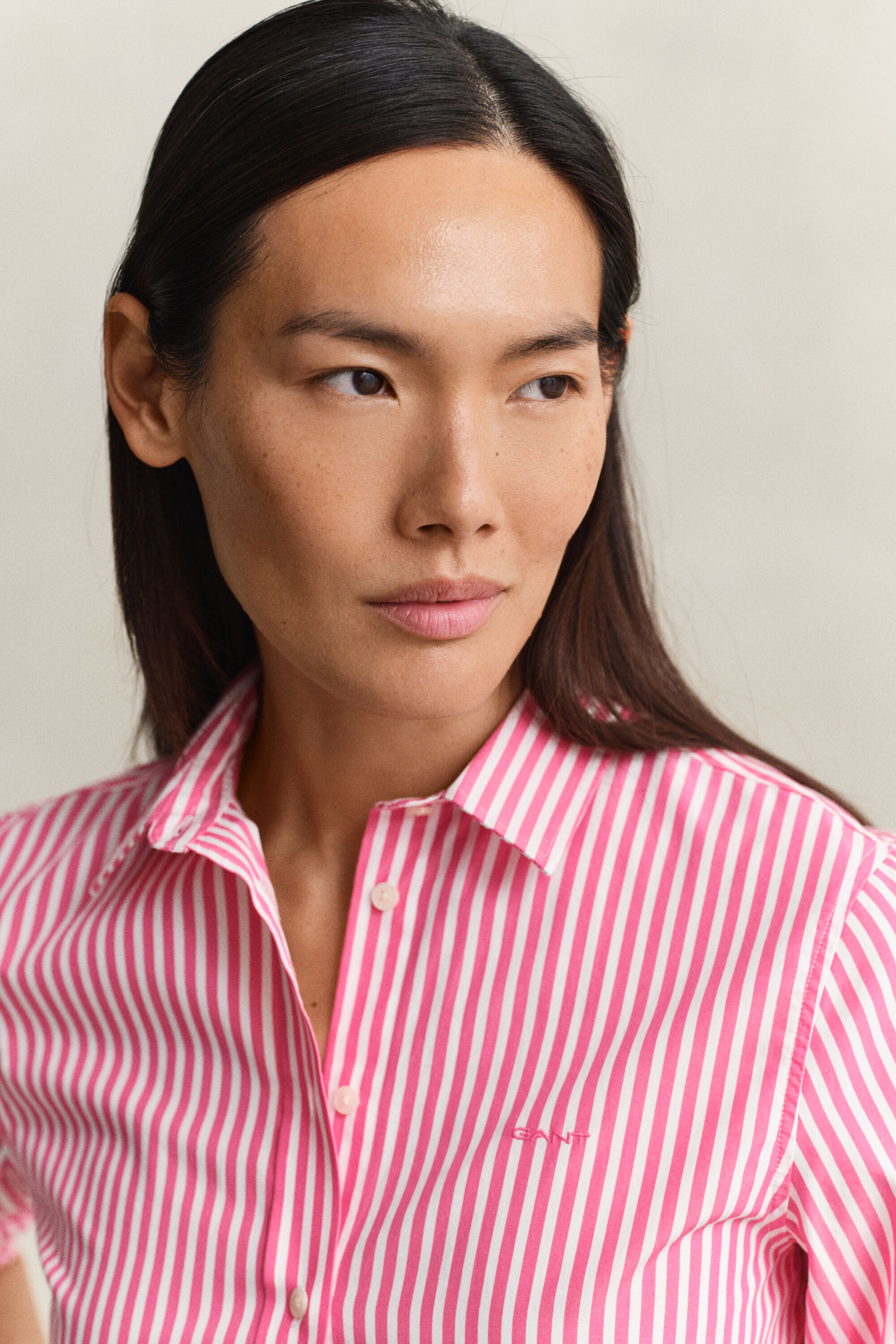 Regular fit klassisk stribet poplin-skjorte