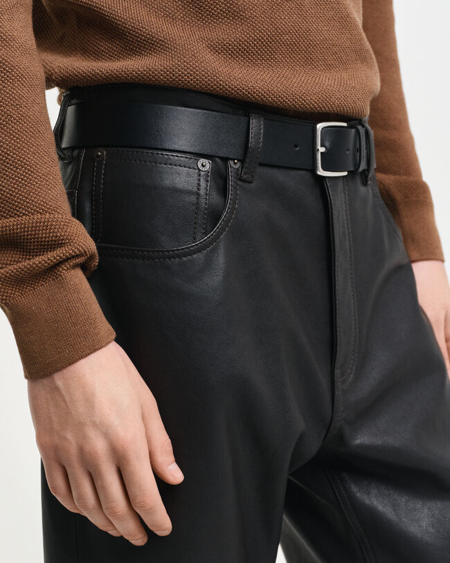 Læderjeans med 5 lommer