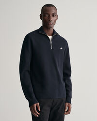 Milano-strikket sweater i bomuld med halv lynlås