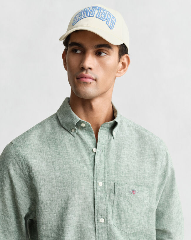 Regular fit skjorte af bomuld og hør