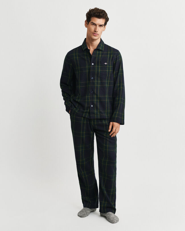 Ternet pyjamassæt af flannel i gaveæske