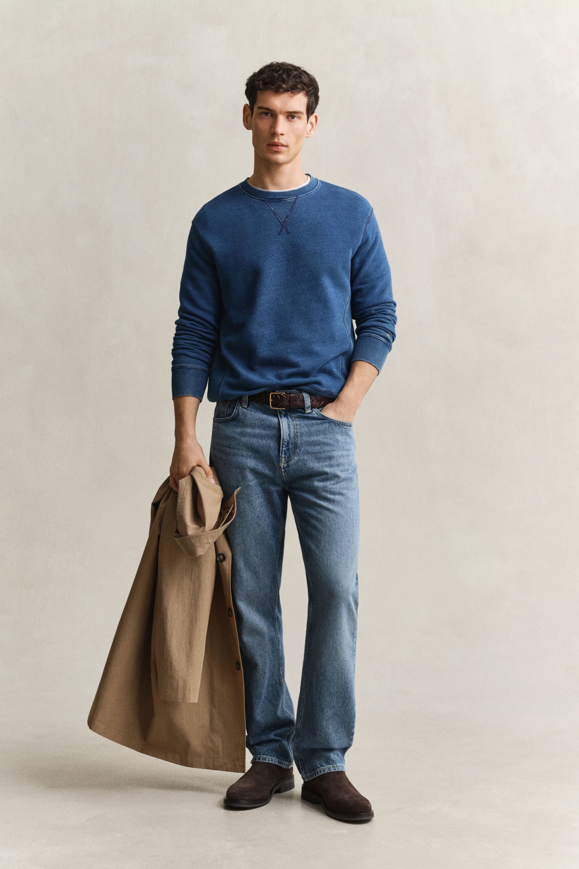Indigo sweatshirt med crewneck