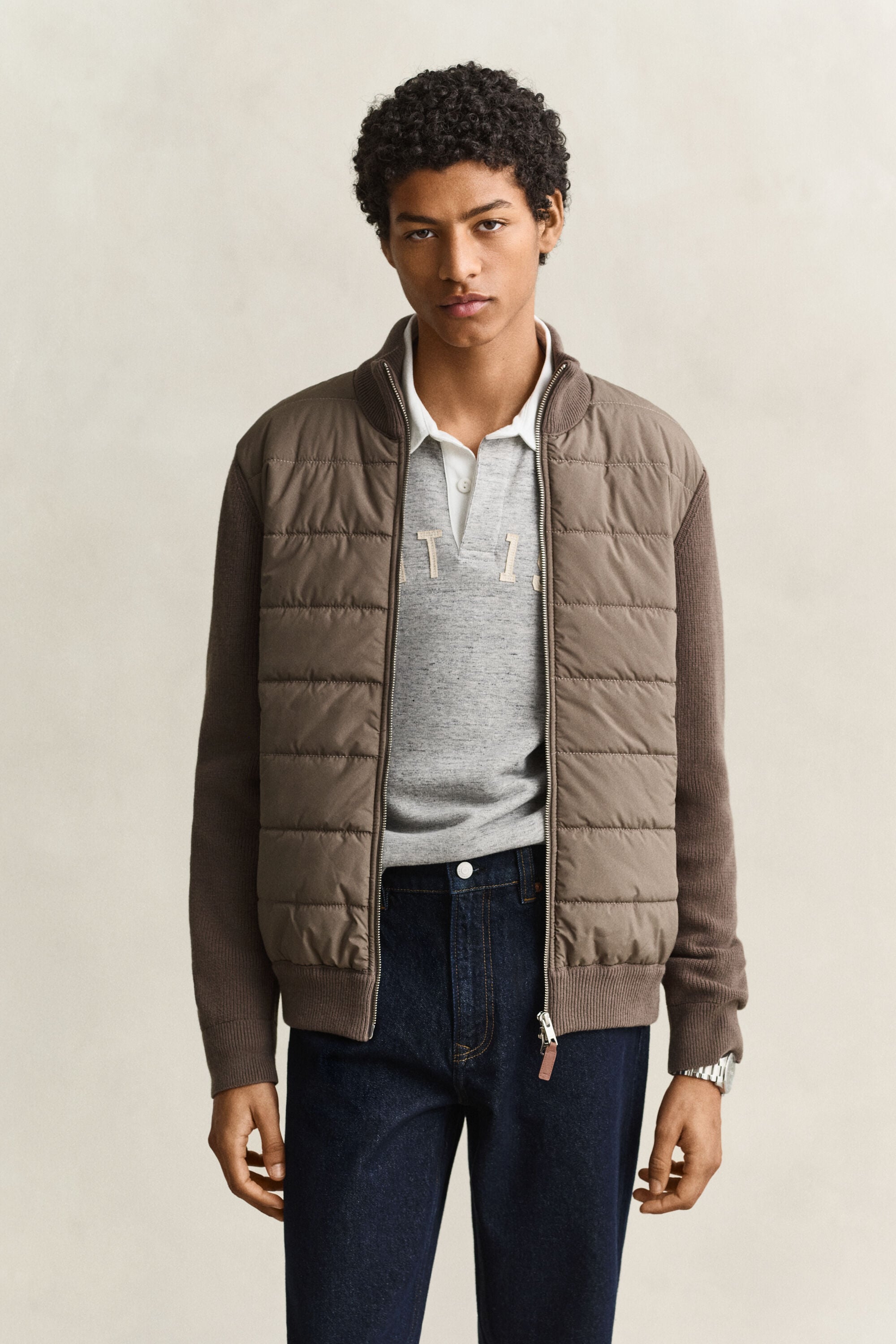 Hybrid cardigan med lynlås