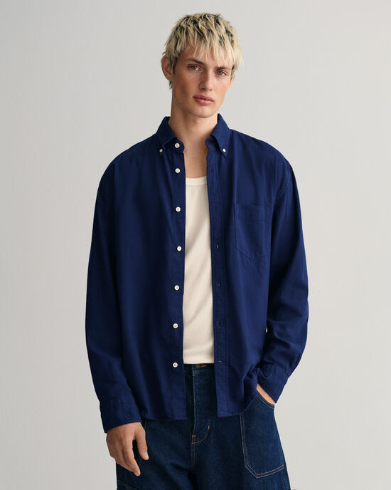 Relaxed fit skjorte med tekstureret v&aelig;vning