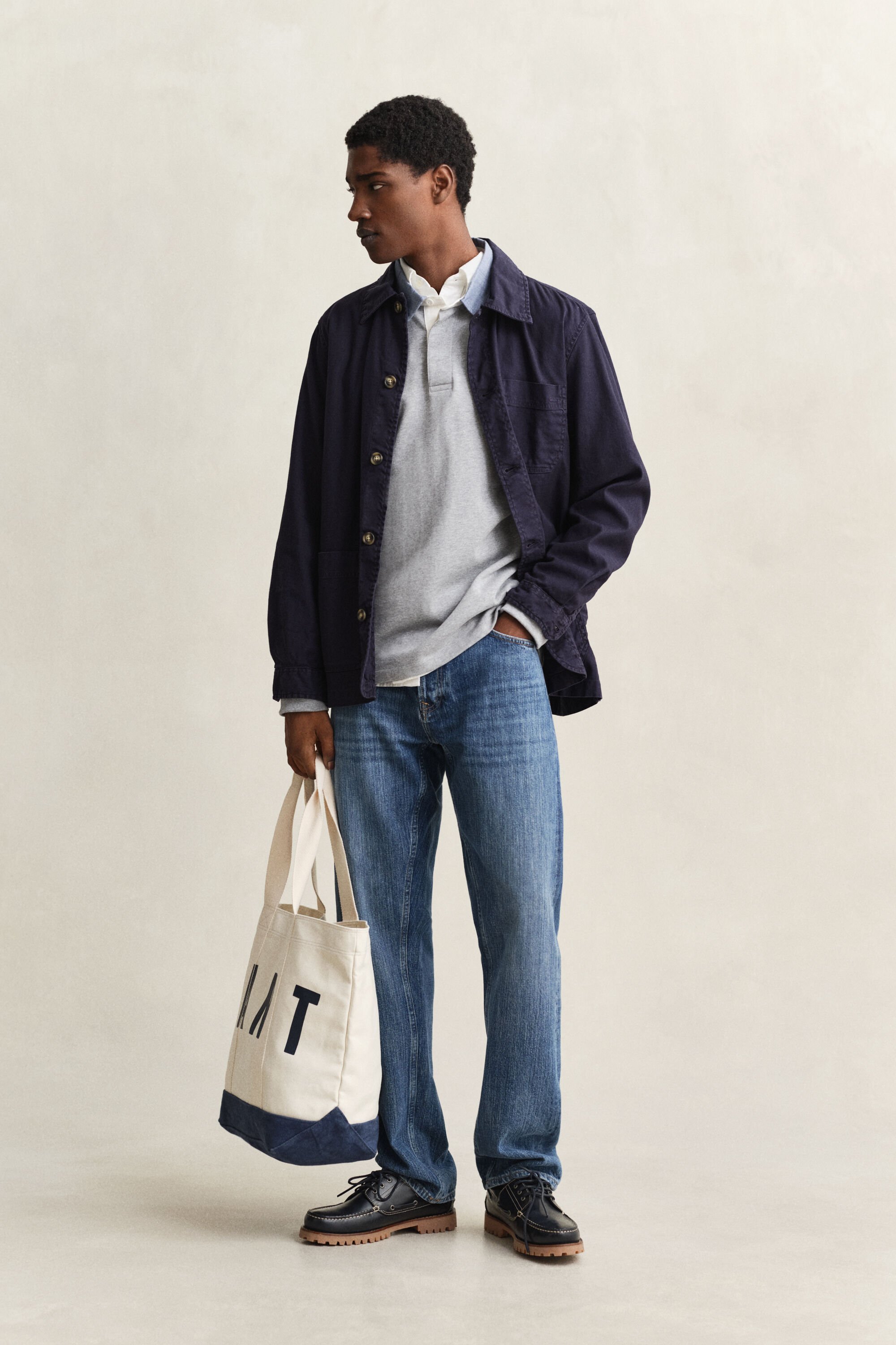 Heavy Rugger med krave i chambray