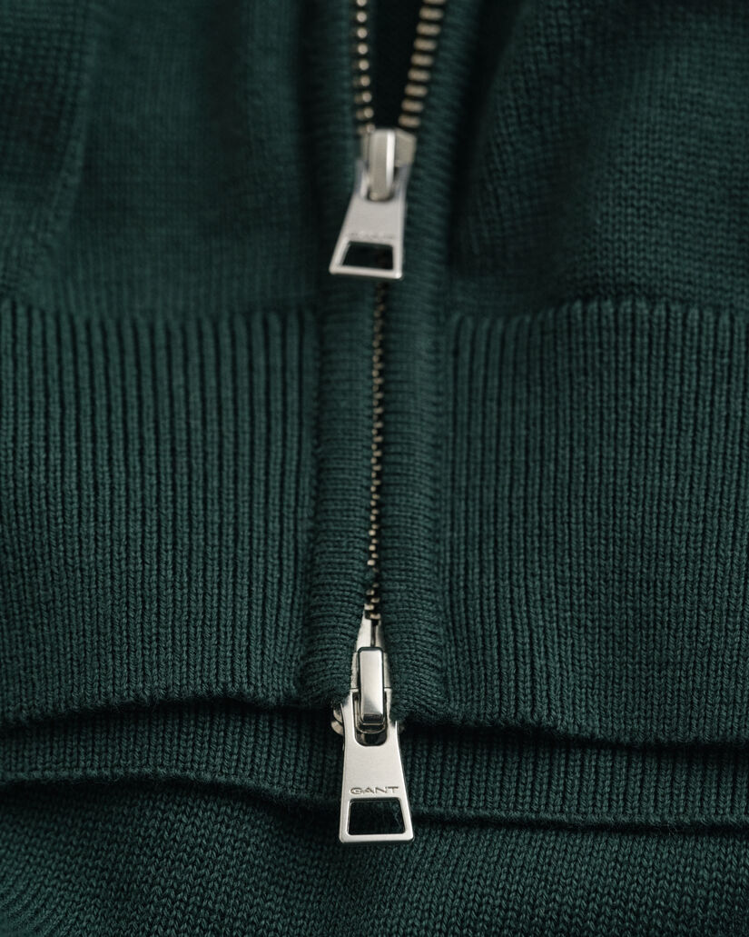 Afslappet cardigan i bomuld med lynlås