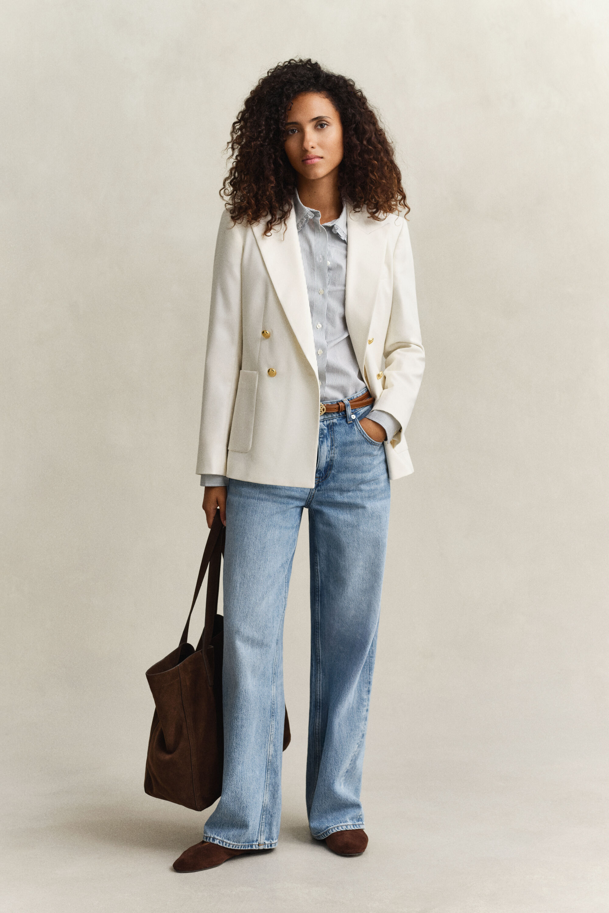 Flæset bomuldsskjorte med striber