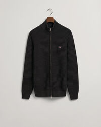 Texture bomuldssweater med hel lynlås