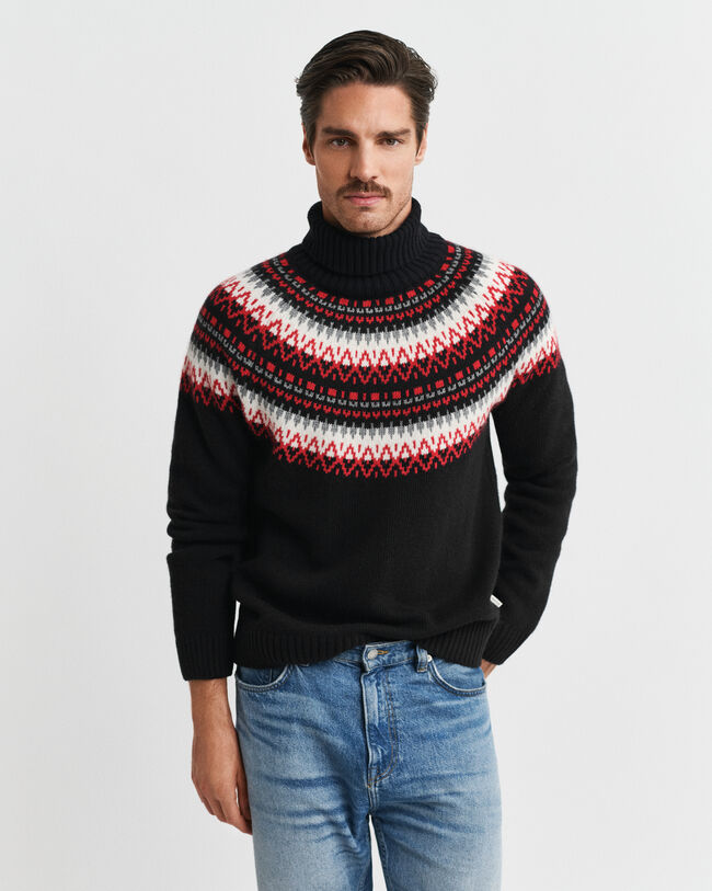 Fair Isle rullekrave sweater