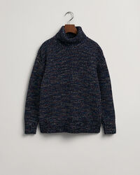 Flerfarvet sweater med rullekrave