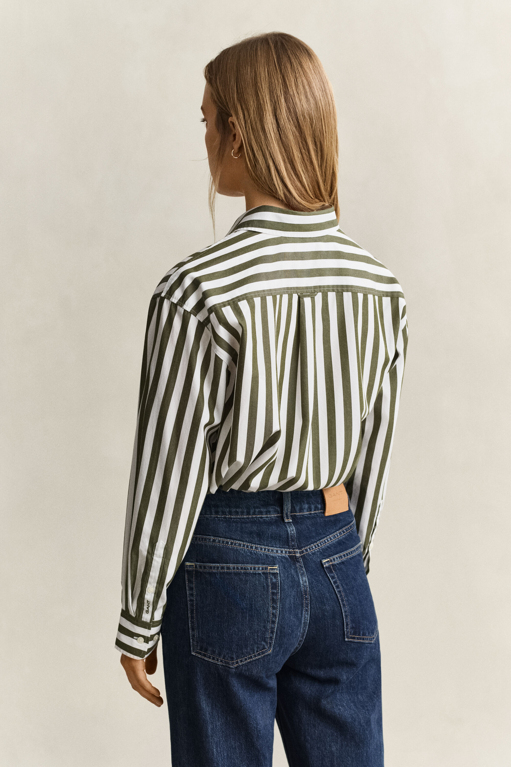 Relaxed poplin skjorte med striber