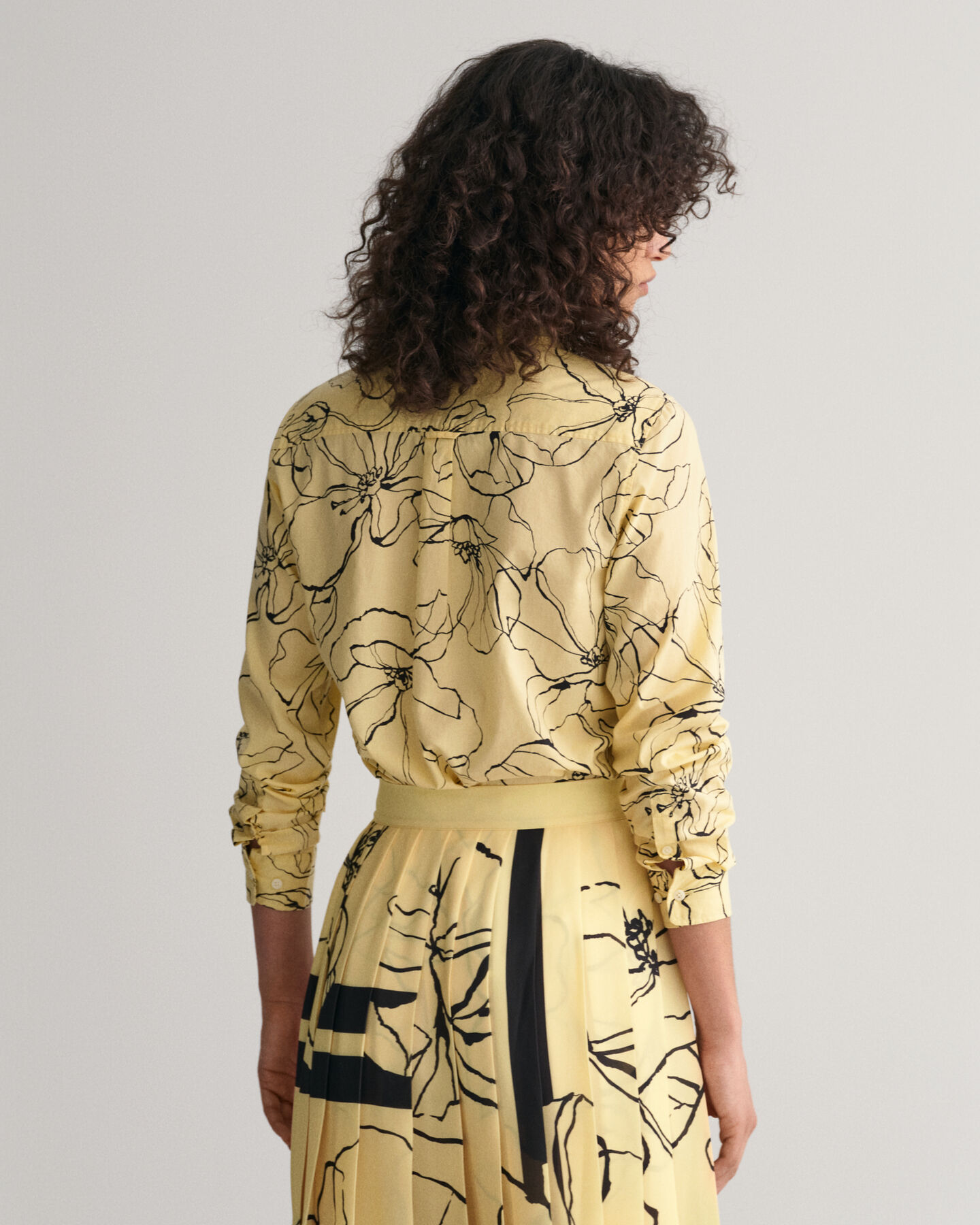 Regular fit skjorte af bomuldsvoile med Line Drawing