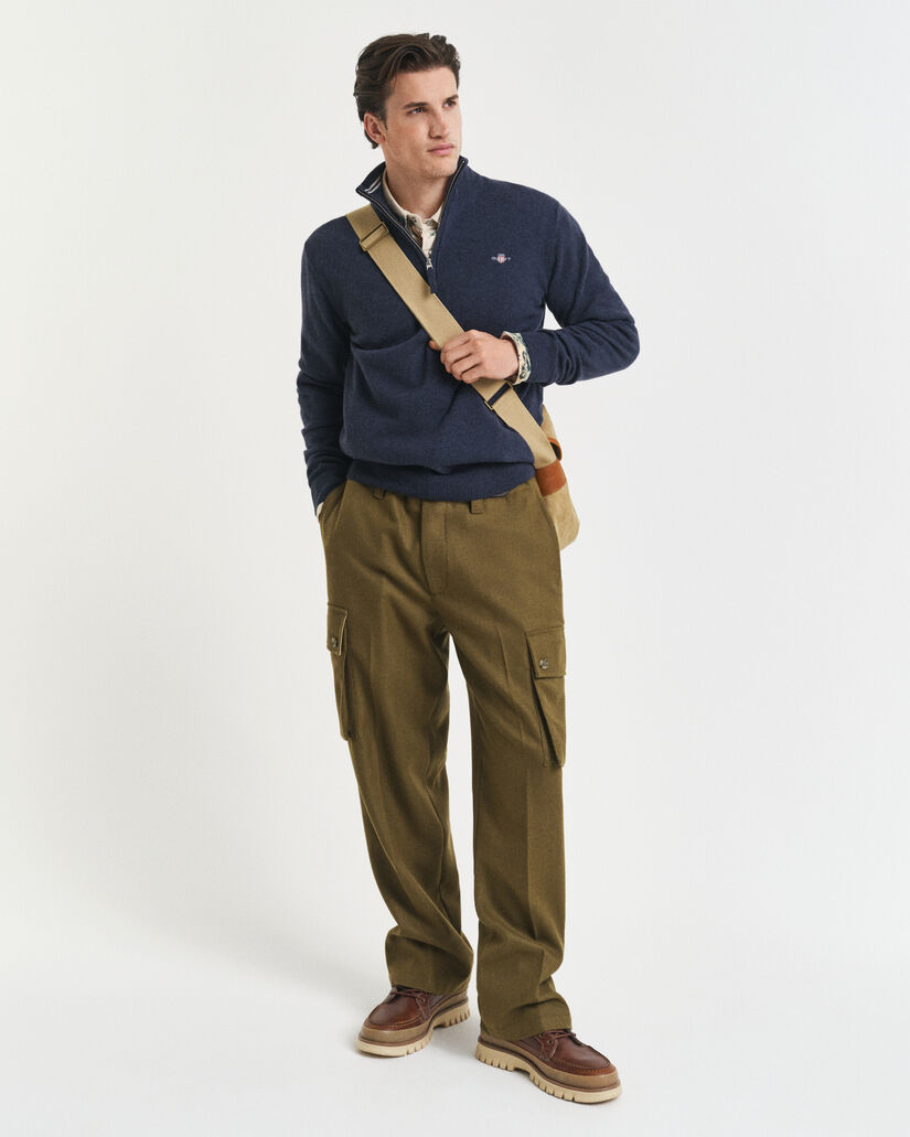 Sweater af ekstra fin lammeuld med halv lynlås