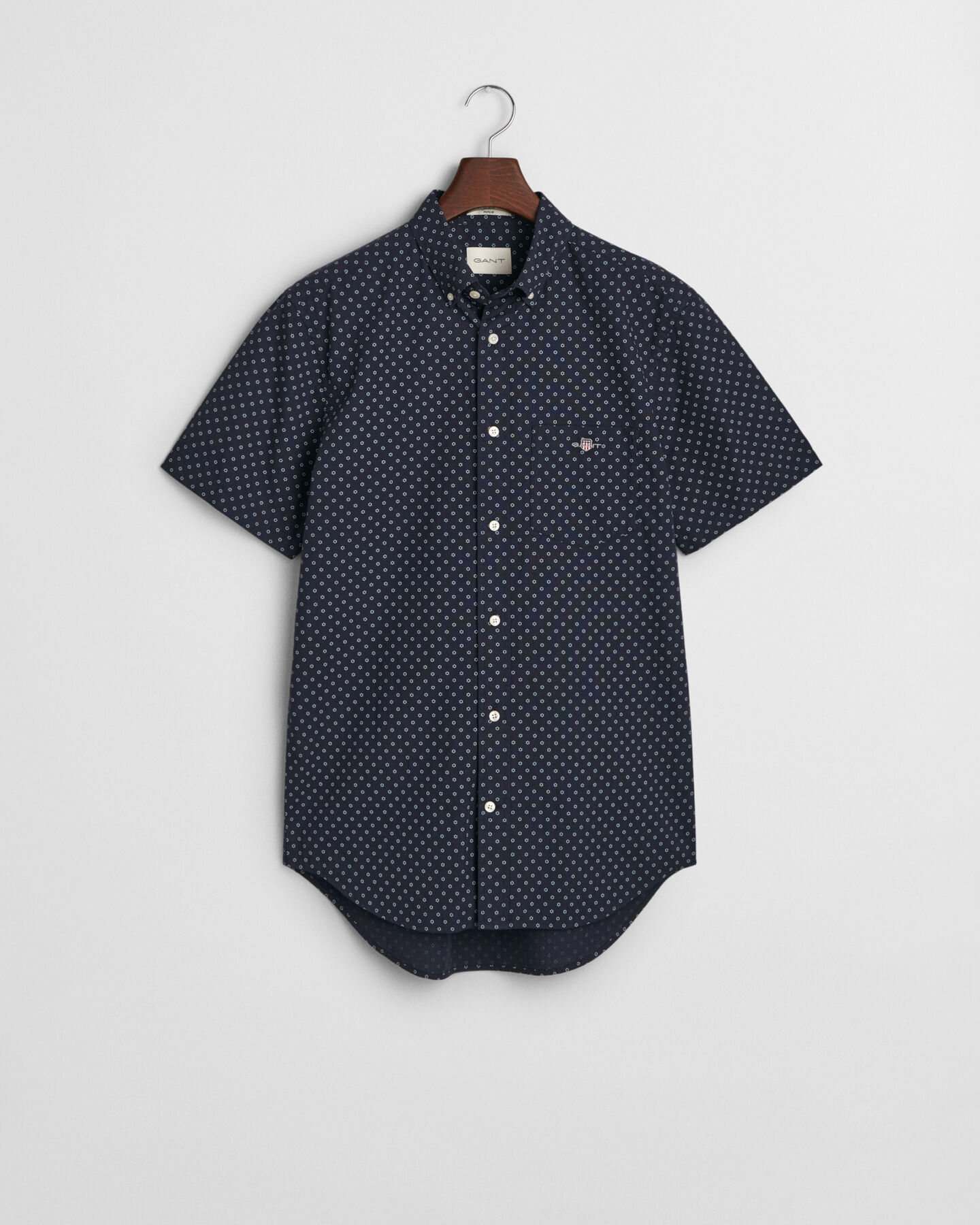 Regular fit skjorte med mikrotryk og korte ærmer