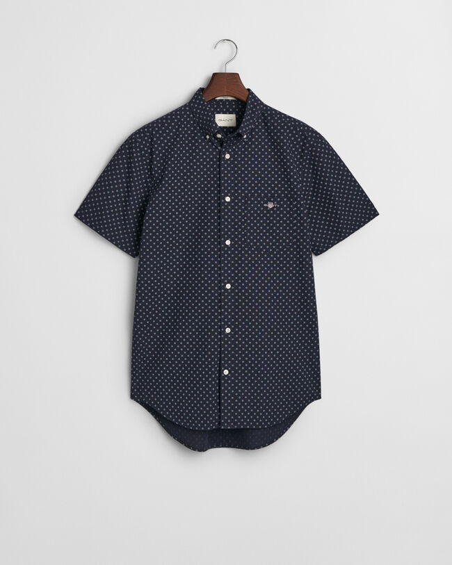 Regular fit skjorte med mikrotryk og korte ærmer