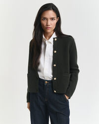 Cardigan med kontrastfarvet strik