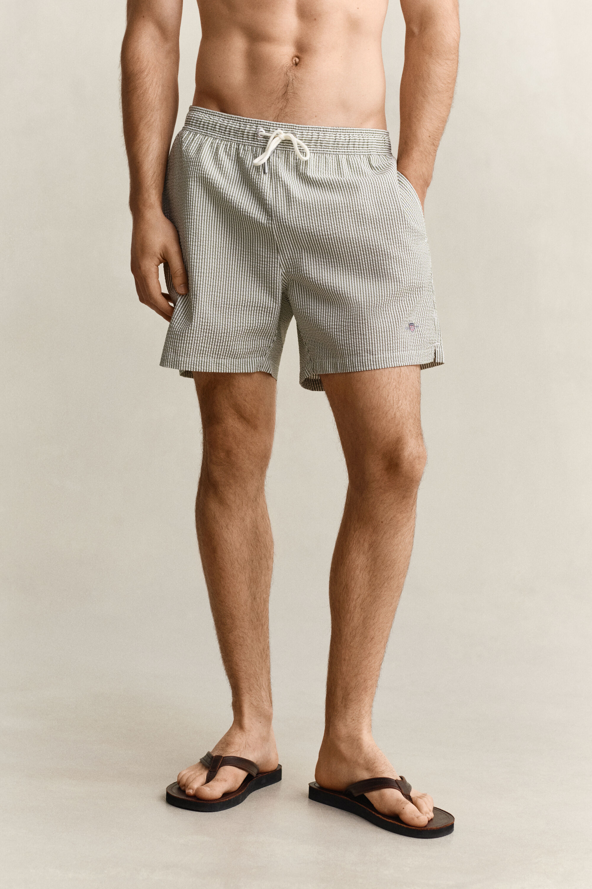 Stribede seersucker badeshorts