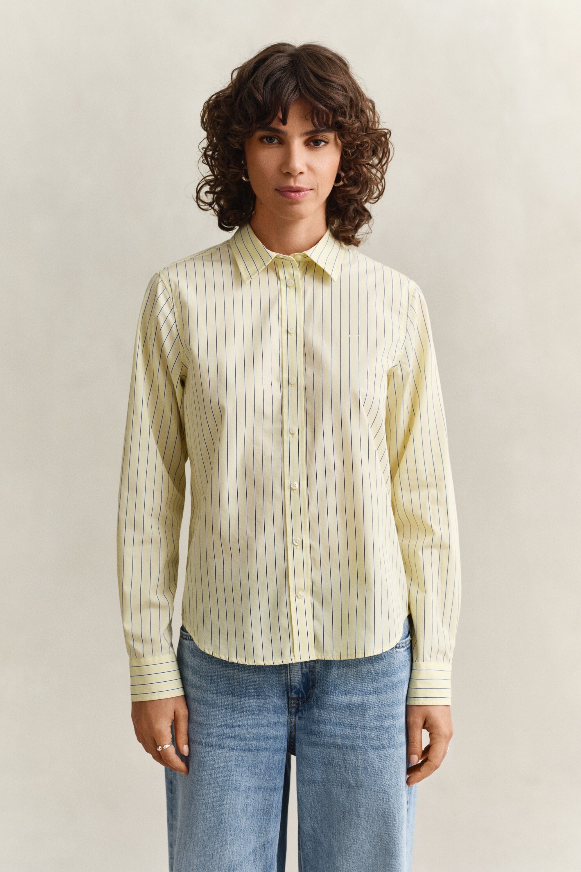 Regular fit klassisk stribet poplin-skjorte