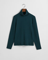 Stribet ribstrikket langærmet top med rullekrave