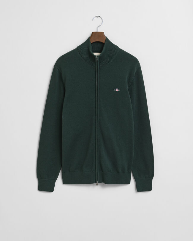 Afslappet cardigan i bomuld med lynlås