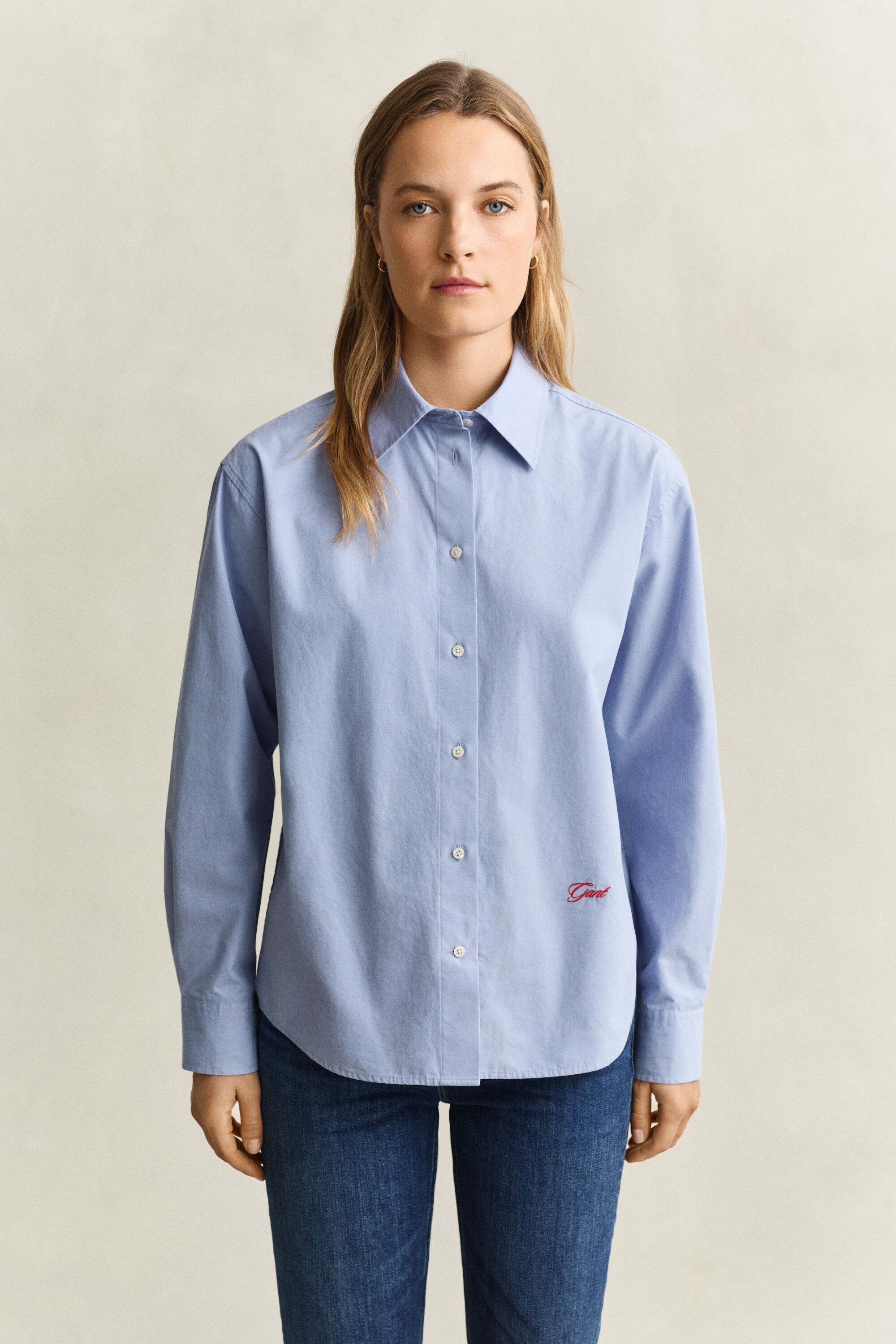 Relaxed poplin skjorte