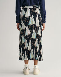 Plisseret nederdel med Sailing-tryk