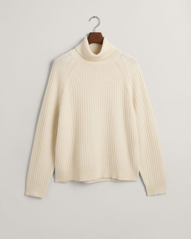 Tekstureret sweater med rullekrave