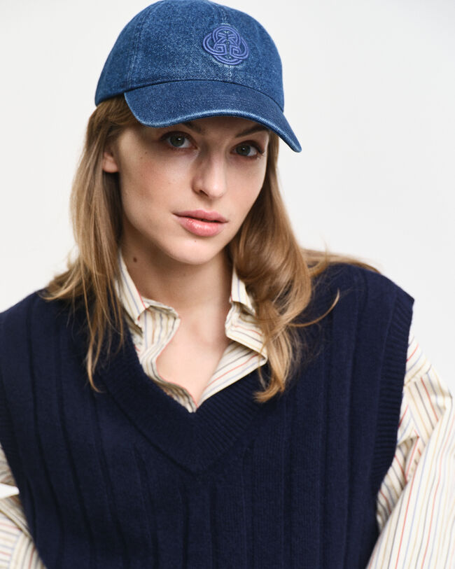 Sweater-vest i uld med bred ribstrik og V-hals