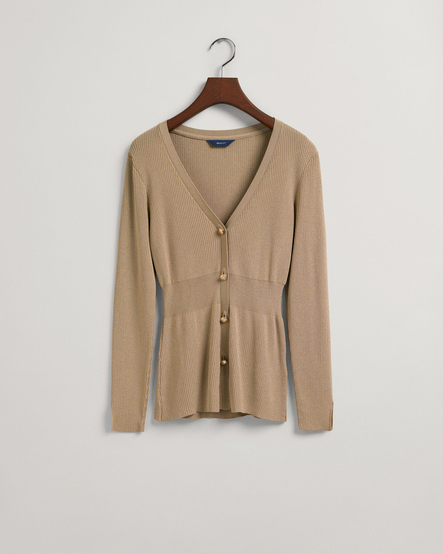 Ribstrikket cardigan-top