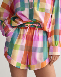 Flerternede shorts af bomuld og silke