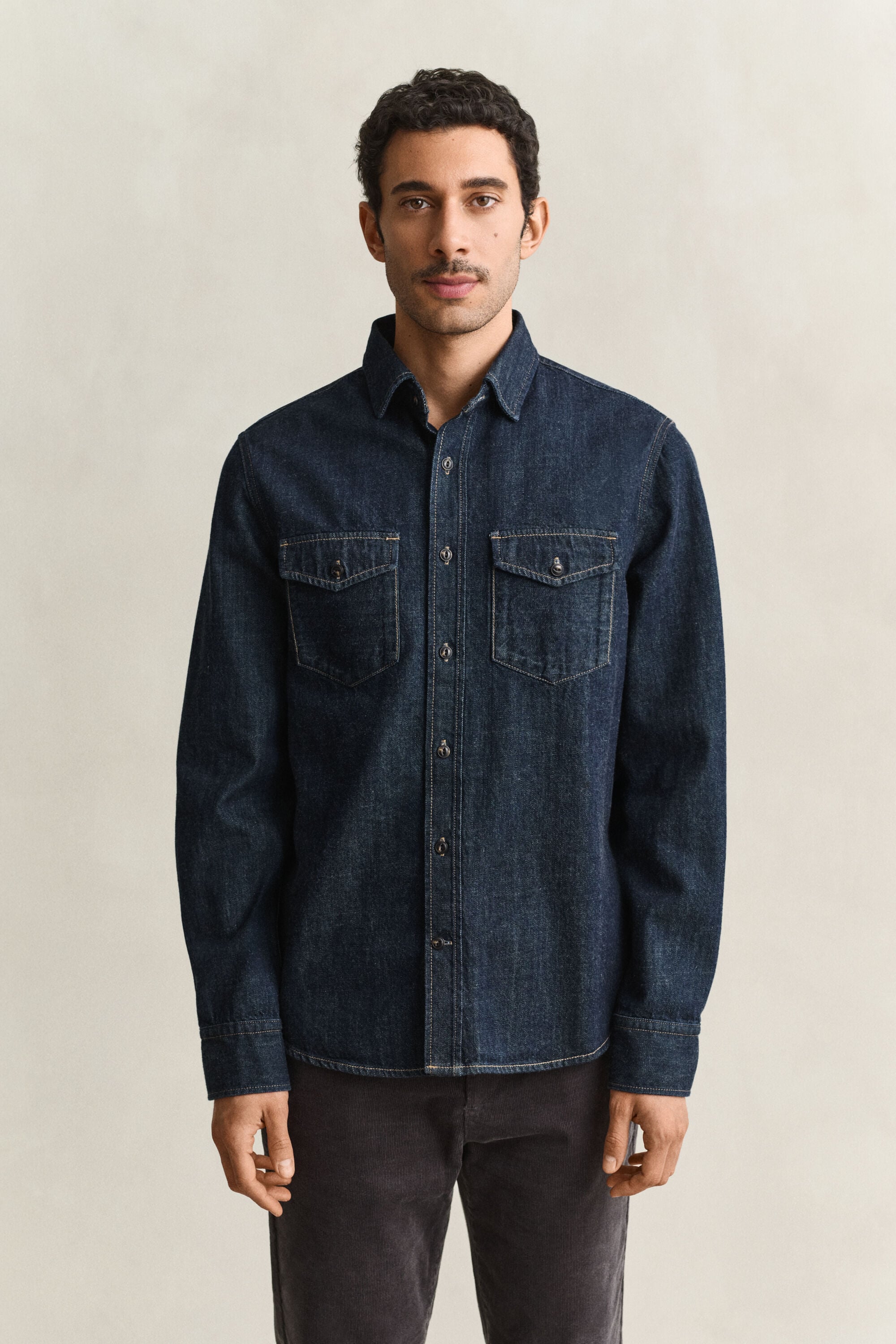 Denim skjorte med ægkant