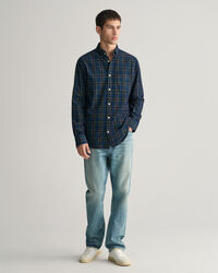 Regular fit ternet skjorte af jernbanefl&oslash;jl