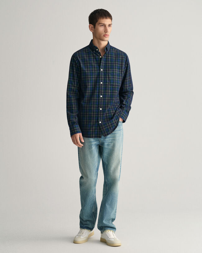 Regular fit ternet skjorte af jernbanefl&oslash;jl