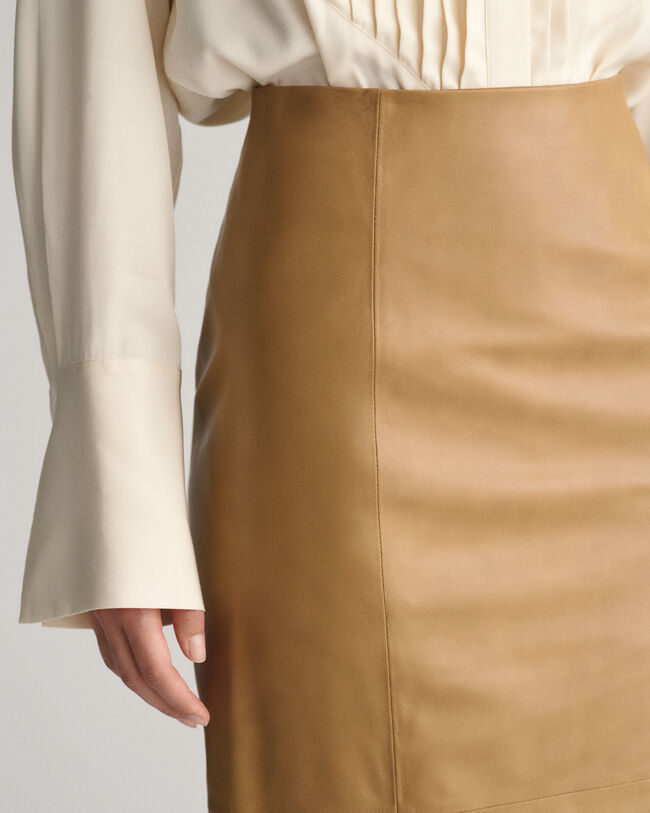 Pencil-nederdel af læder