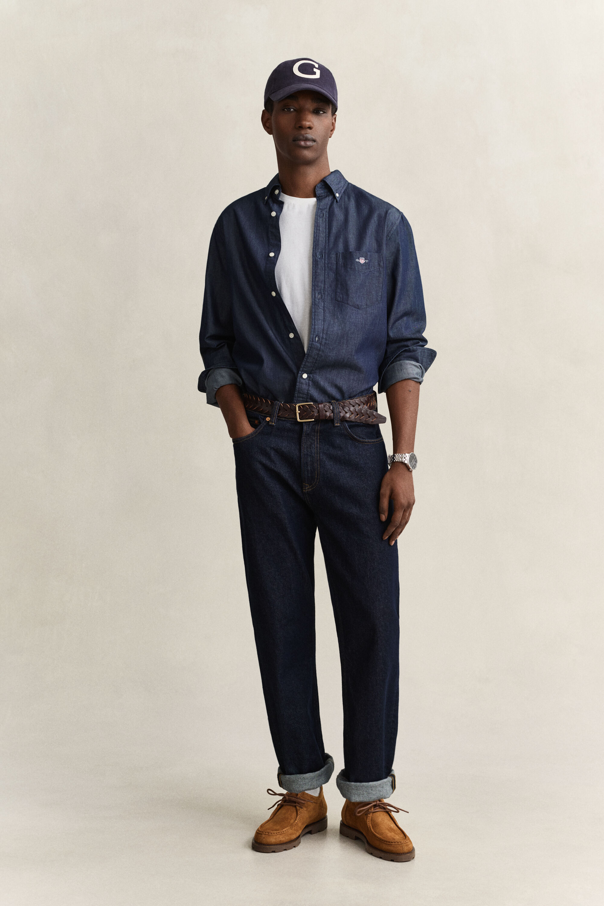 Regular fit indigo-skjorte
