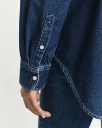 Relaxed fit denim-skjorte med lommer