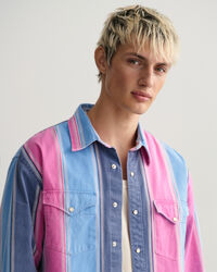 Relaxed fit skjorte med striber i tung twill