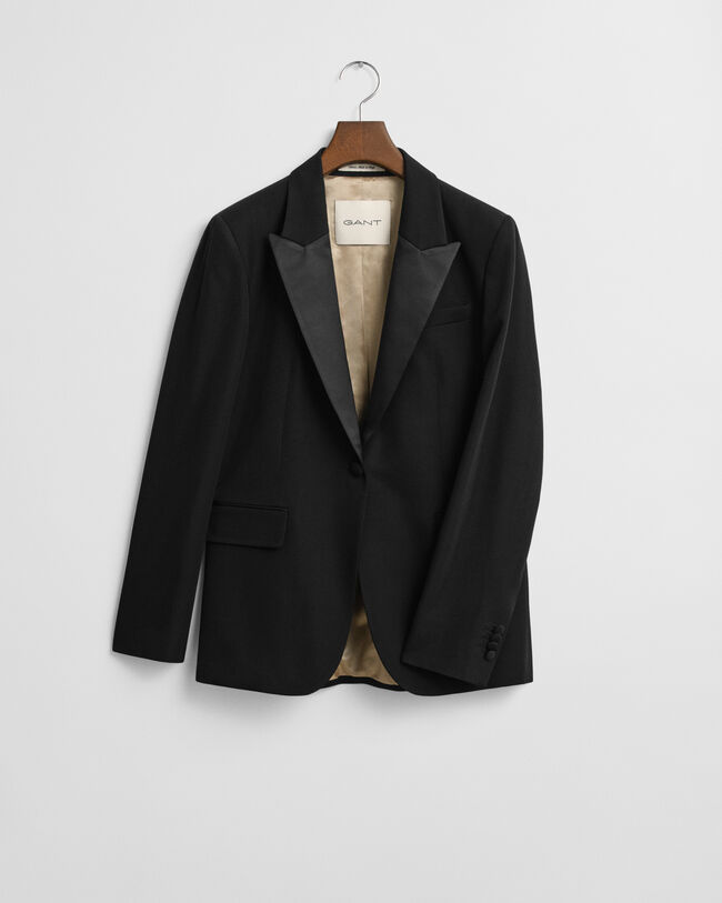 Regular fit smoking-blazer i uldblanding